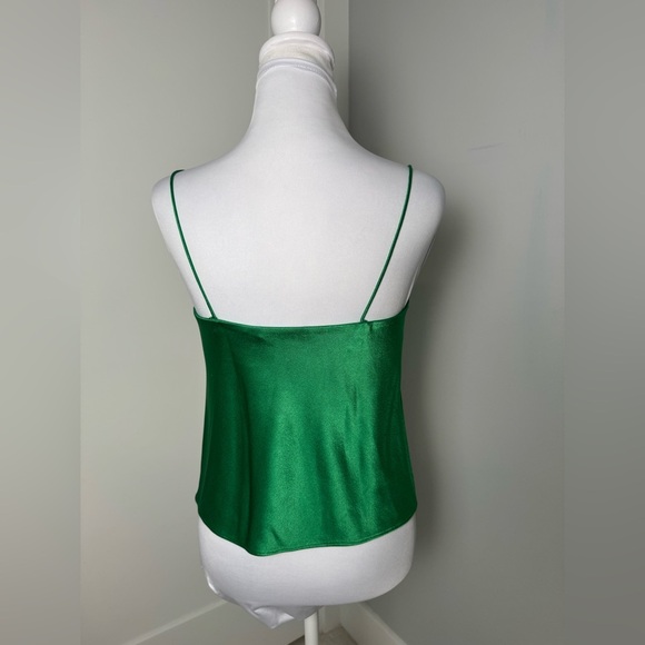 Alice + Olivia Harmon Drapey Slip Tank in Deep Sage - Picture 8 of 12